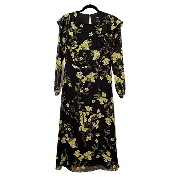 Who What Wear Black & Yellow Floral Dress - Picture 3 of 13